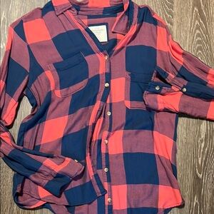 Madewell Red and Blue Plaid Button-Up Shirt